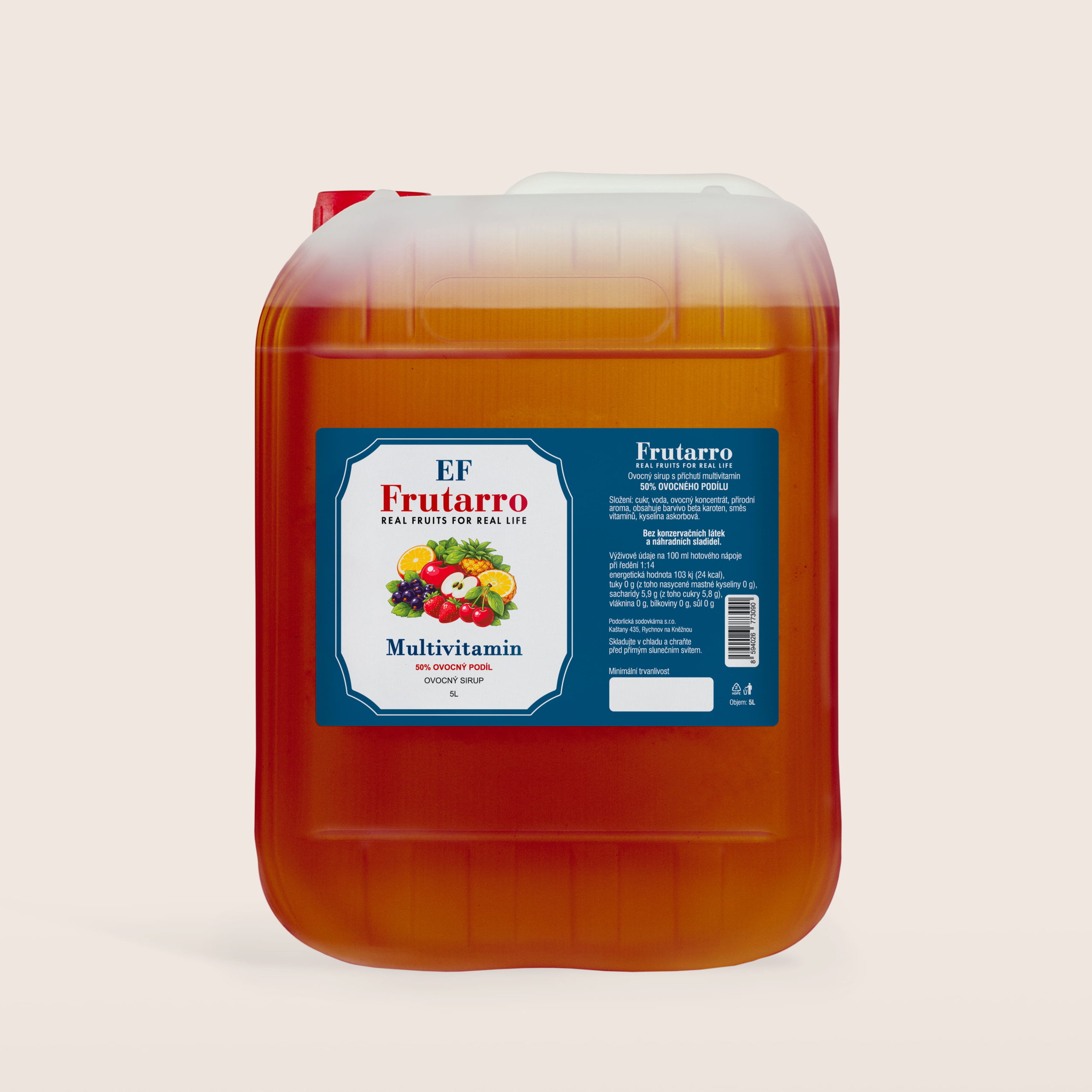 10 Frutaro kanystr multivitamin 5l Ovocná limonáda Rychnovská Dobromila s příchutí ananasu