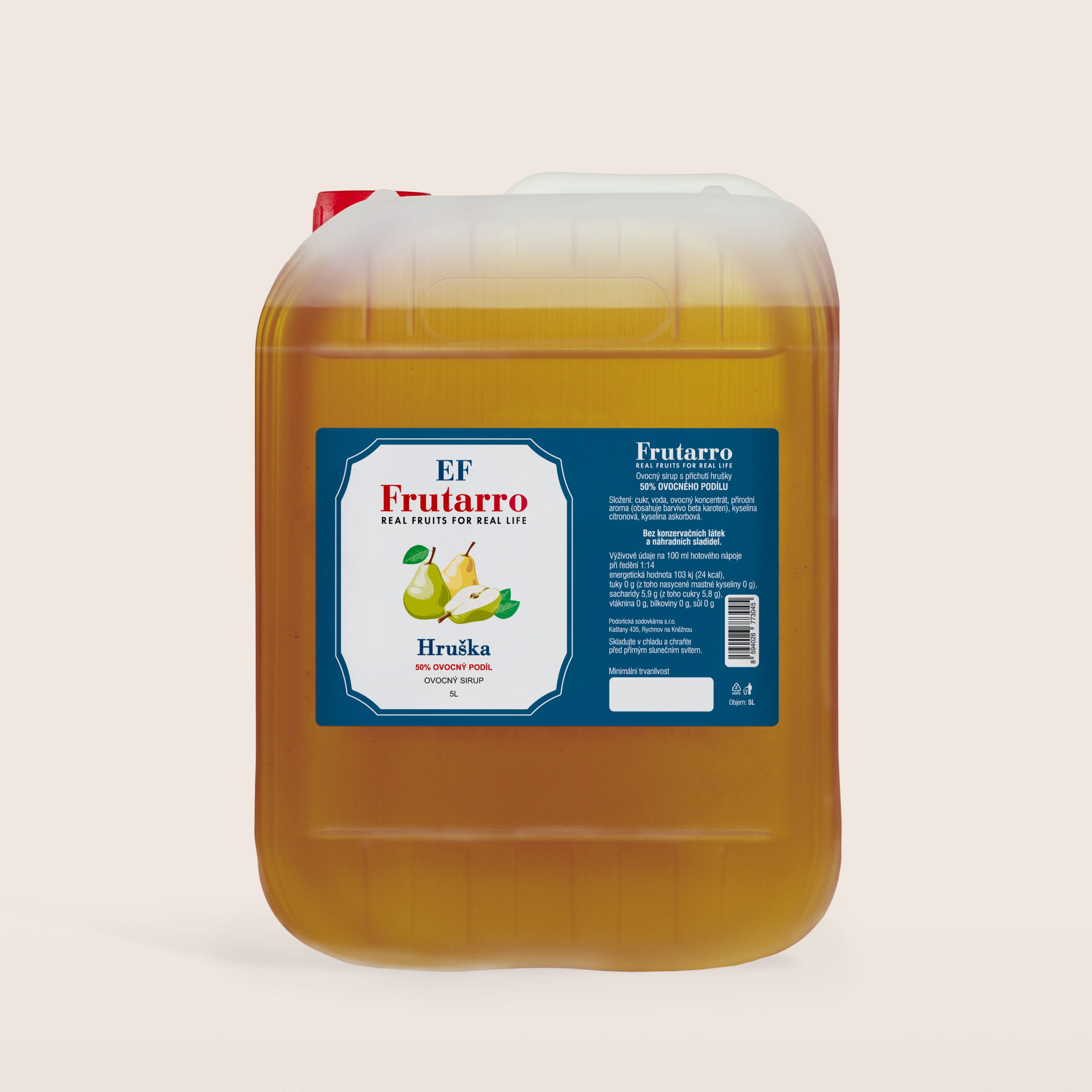 6 Frutaro kanystr hruška 5l Ovocná limonáda Rychnovská Dobromila s příchutí višně