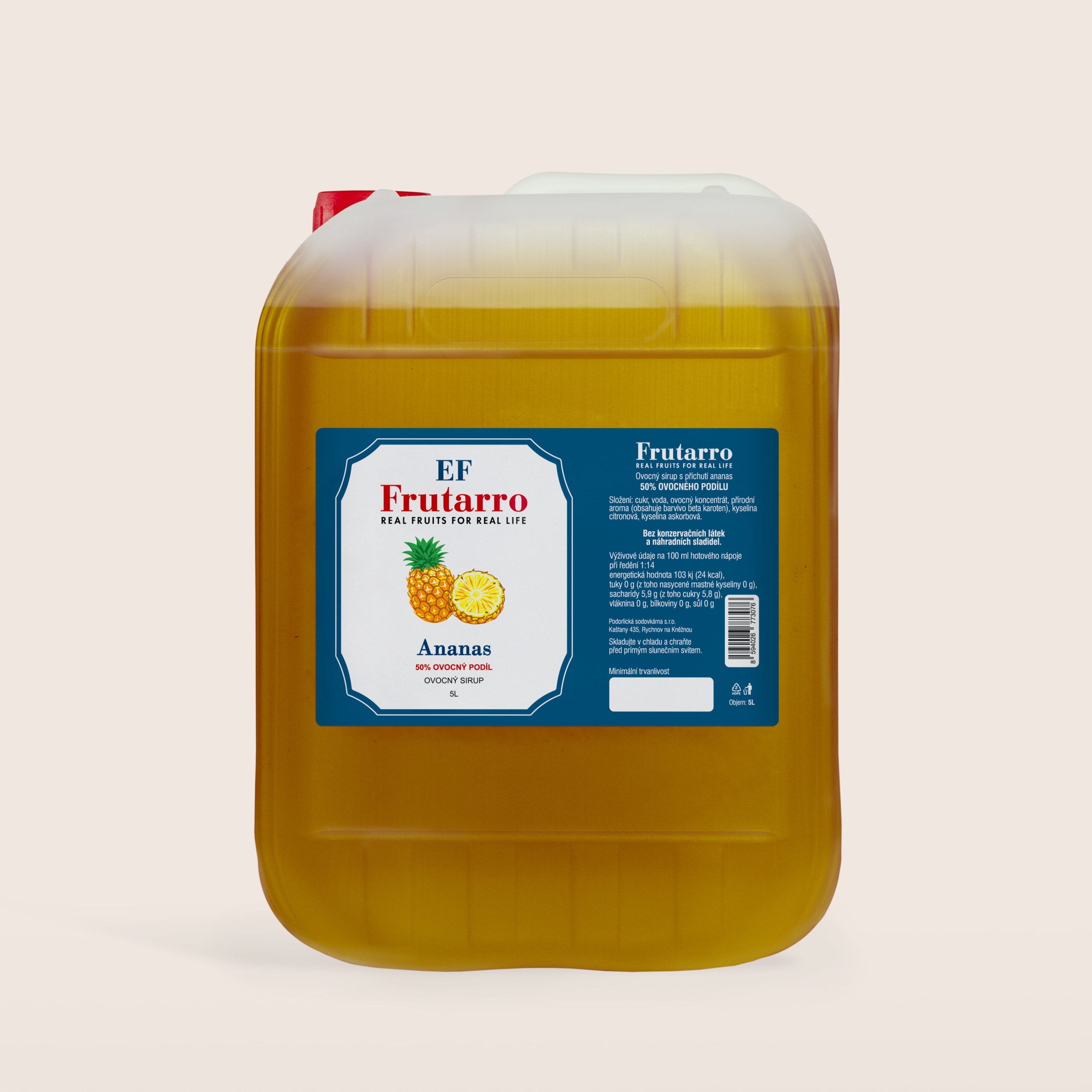 9 Frutaro kanystr ananas 5l Ovocná limonáda Rychnovská Dobromila s příchutí maliny